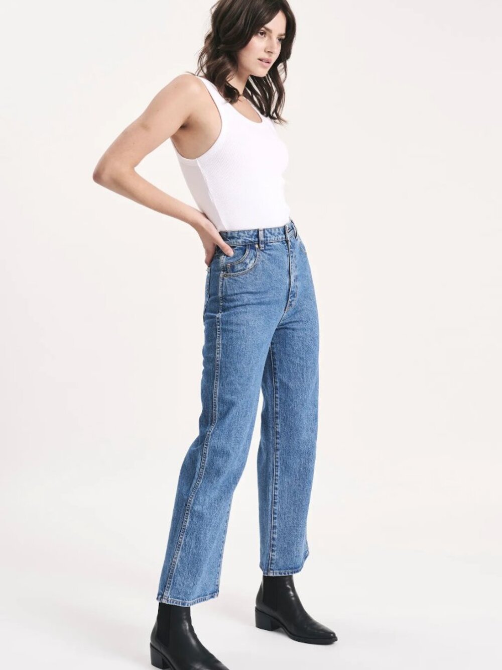 NWT ROLLA'S Heidi Vintage Blue High Rise Loose Straight Leg Ankle Jeans, Size 29